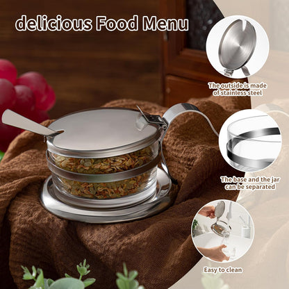 Honeydak Stainless Steel Salt Cellar with Spoon 6.76 oz