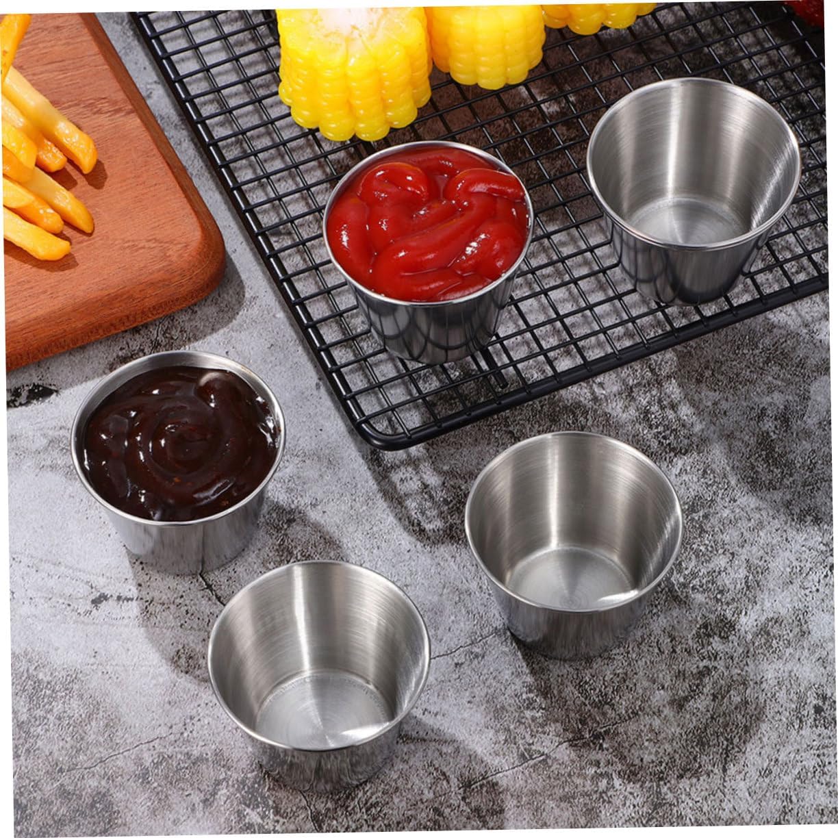 OUNONA 20pcs Stainless Steel Dipping Bowls Sauce Cups for Ketchup Condiments Appetizers for Restaurants and Home Use Versatile Kitchen Storage
