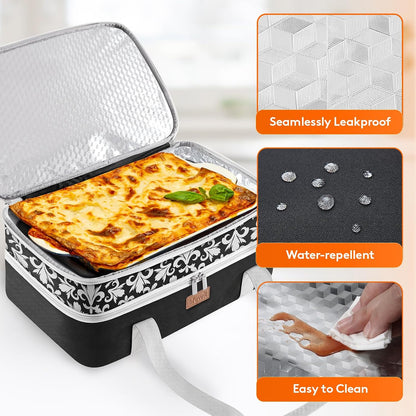 Lifewit Insulated Single Decker Casserole Carrier for Hot or Cold Food, Lasagna Lugger Holder Fits 9" x 13" Baking Dish, Thermal Lunch Tote Bag for Potluck Parties, Picnic and Cookouts, Black