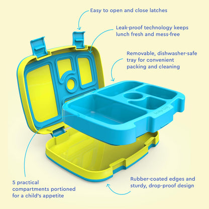 Bentgo Kids Bento-Style 5-Compartment Leak-Proof Lunch Box - Ideal Portion Sizes for Ages 3 to 7 - Durable, Drop-Proof, Dishwasher Safe, PFAS & BPA-Free & Made with Food-Safe Materials (Purple)