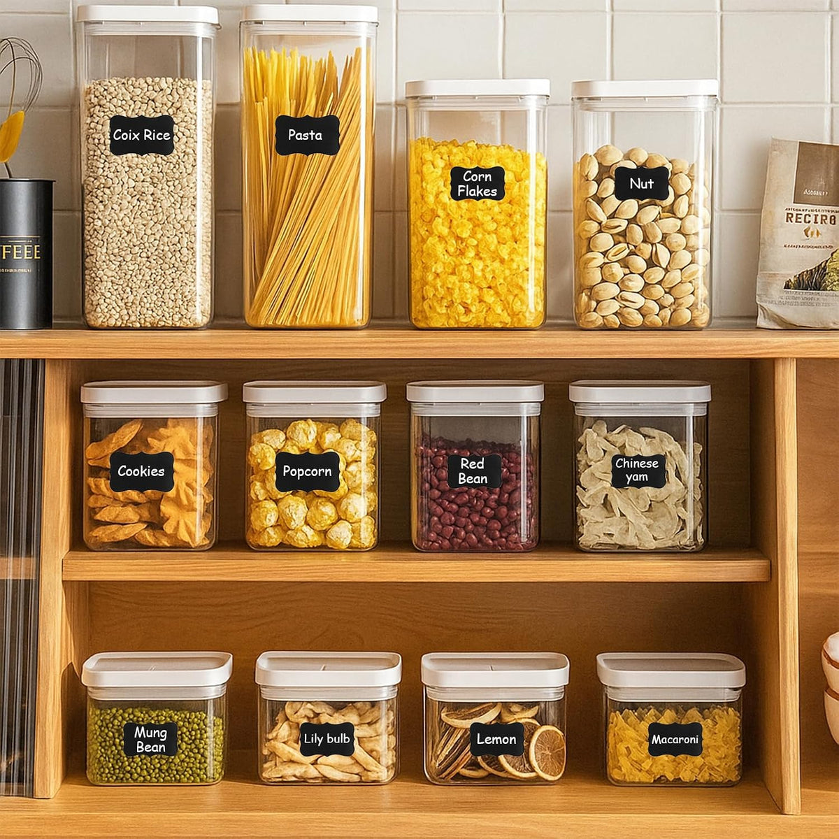 230 Pcs Labels for Jars, 2 Size Waterproof Chalkboard Labels for Food Containers, Storage Bins, Mason Jars, Reusable Blackboard Stickers with 1 Erasable Chalk Marker (Irregular Shape)