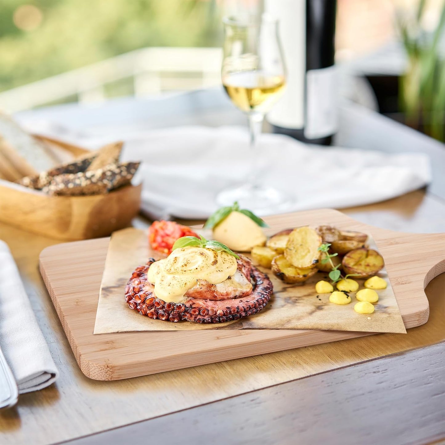 WILLOWDALE 10pcs Wood Cutting Boards for Kitchen, 10" Round Charcuterie Boards Wood Serving Board for Pizza, Cheese, Dessert, Wooden Cutting Board with Handle Fruit Vegetable Bamboo Cutting Board Set