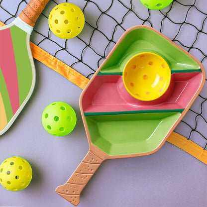 Pickleball Paddle Snack Tray - Cool Pickleballs Serving Tray for Snack - Paddle-Shaped Serving Tray with Compartments - Unique Divided Snack Trays for Pickleball Fans