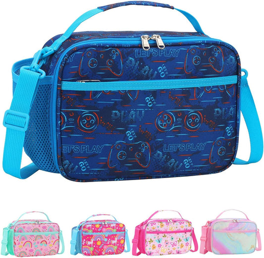 RHCPFOVR Kids Initial Lunch Bag - Insulated Lunch Box for Boys Girls,Washable Lunch Bag and Reusable Toddler Leak-proof Lunchbox for School and Daycare - Colors A
