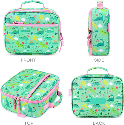 mibasies Kids Lunch Box for Girls Toddler, Insulated and Reusable Lunch Bag for School, Pink Rainbow