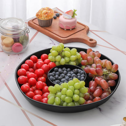 Chip and Dip Serving Set Divided Serving Platter Appetizers and Cheeses Serving Tray White Compartment Dishes for Party, Christmas, Dessert, Fruit, Candy, 13-inch Set of 2