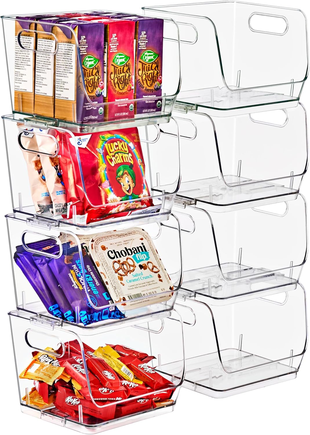 Sorbus Stackable Storage Bins Open Front - Clear Stackable Storage Bins - Pantry Bins for Storage and Organization - Acrylic Stackable Bins for Kitchen - Clear Pantry Organizer Bins (Medium 2 Pack)