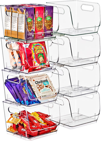 Sorbus Stackable Storage Bins Open Front - Clear Stackable Storage Bins - Pantry Bins for Storage and Organization - Acrylic Stackable Bins for Kitchen - Clear Pantry Organizer Bins (Medium 2 Pack)