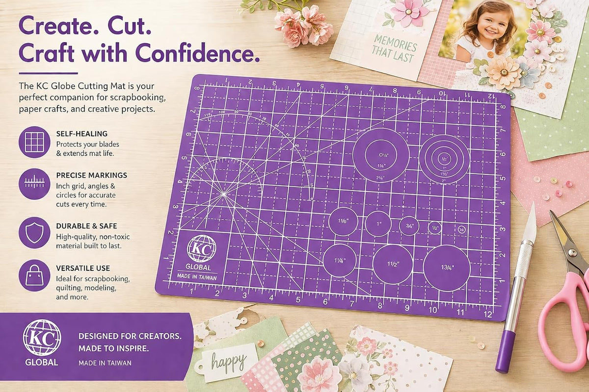 KC GLOBAL A3 (19"x13") Professional Grade Self-Healing Cutting Mat (Purple) - Odor-Free, Double-Sided, Eco-Friendly, Non-Slip, Premium Desk mat for DIY, Crafting, Model Building,and Art Projects