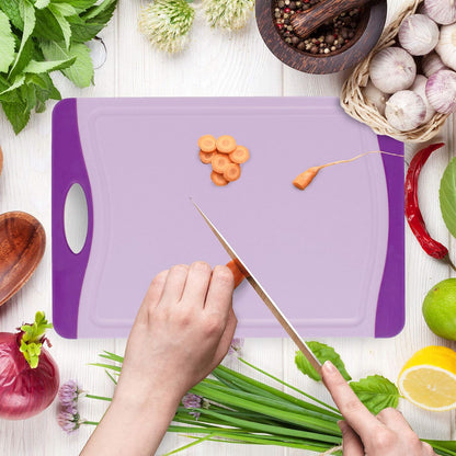 Neoflam 2 Piece Plastic Cutting Board Set, Microban Protection, Stain & Odor Free, Extra Large, BPA Free, Juice Groove, Non Slip, Dishwasher Safe, Easy Grip Handle, White Green