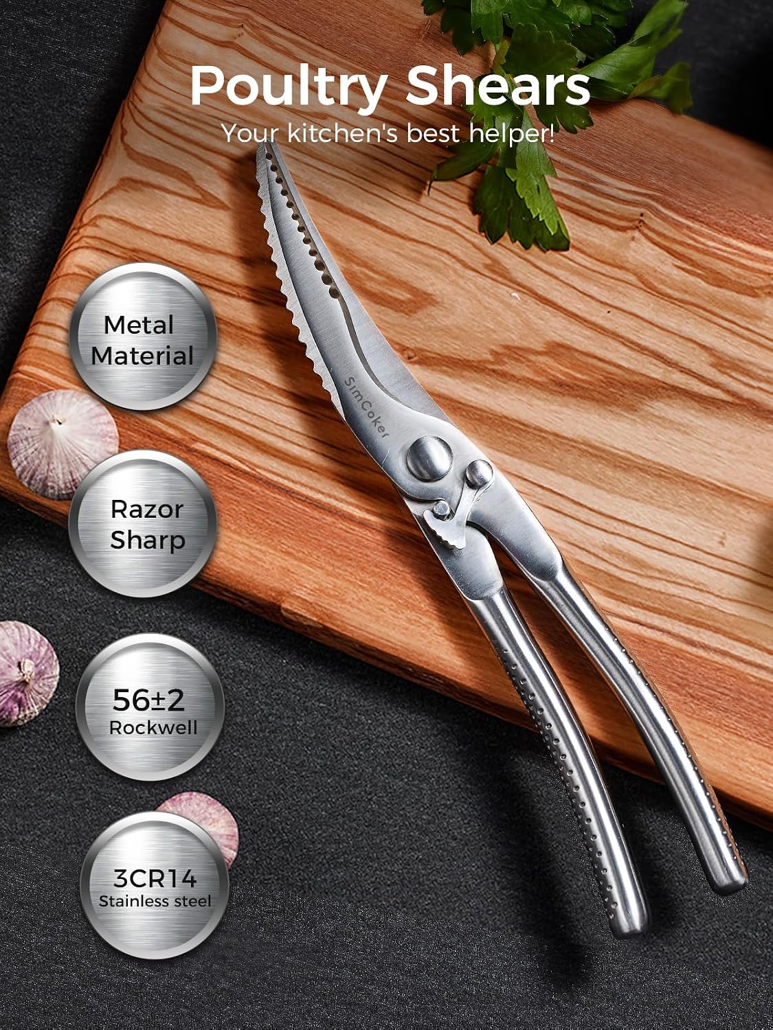 Kitchen Scissors, Forged Stainless Steel Heavy Duty Kitchen Shears, Dishwasher Safe Cooking Scissors for Meat, Poultry & Vegetables
