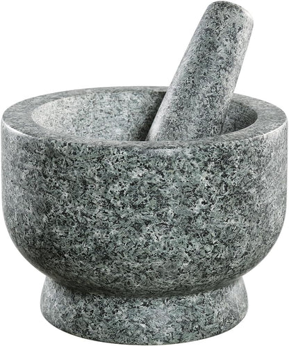 Cilio by Frieling Goliath Natural Granite Mortar and Pestle Set, Grinder for Spices and Seeds, 5 Inches Tall - Mortar Pestle Seed Grinder - Italian Mortar and Pestle
