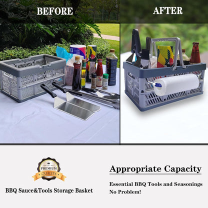 BBQ Sauce&Tools Storage Basket it more convenient for you to carry barbecue sauce tools outdoors, on the beach, and on barbecues, and it is easier to store barbecue sauce tools.