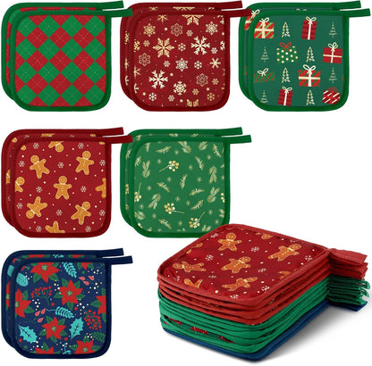 Bencailor 12 Pcs Christmas Wildflower Pot Holders with Pocket