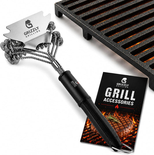 Bristle Free Grill Brush with Scraper - Safe BBQ Grill Cleaner Brush - 10-Inch BBQ Brush for Grill Cleaning Kit - Gifts for Grill Wizard