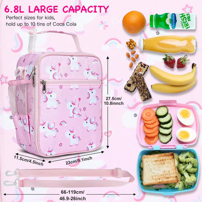 Kids Insulated Lunch Box Bag, Thermal Picnic Cool Bags with Adjustable Strap for Adults Children Women Men Boys Girls School Work (CAM-Blue)
