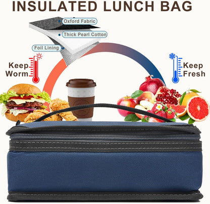 FlowFly Small Insulated Lunch box Portable Soft Bag Mini Cooler Thermal Meal Tote Kit with Handle for Work & School, Black