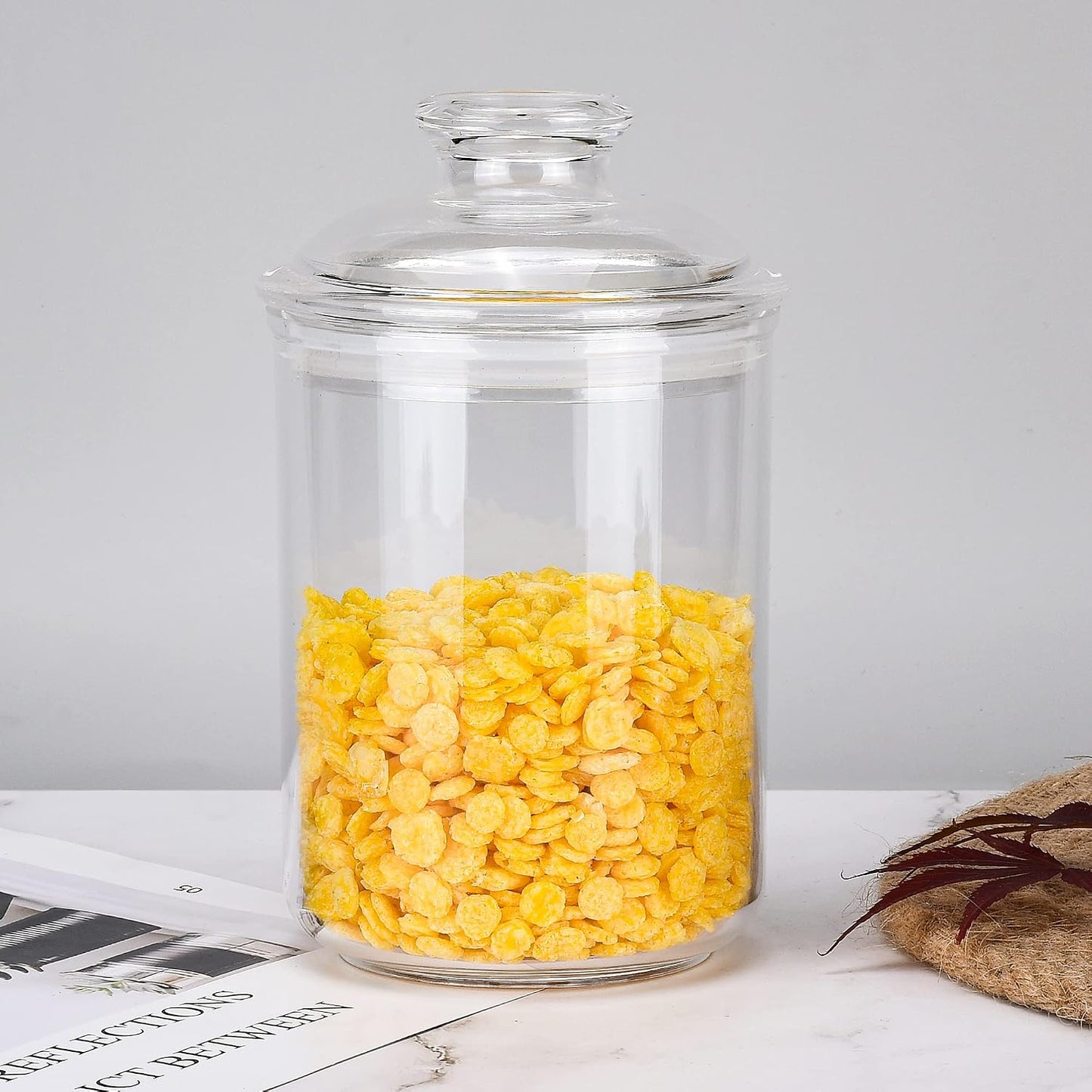 64 oz Reinforced Large Acrylic Canister with Locking Clamp, Airtight Flip Jar | Food Storage Container for Flour, Sugar, Coffee, Candy, Cookie etc