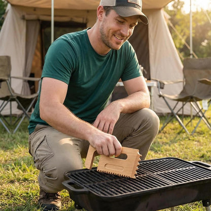 Wooden Grill Scraper – Solid Wood BBQ Grill Grate Cleaner, Bristle-Free Safe Grill Cleaning Tool for Outdoor