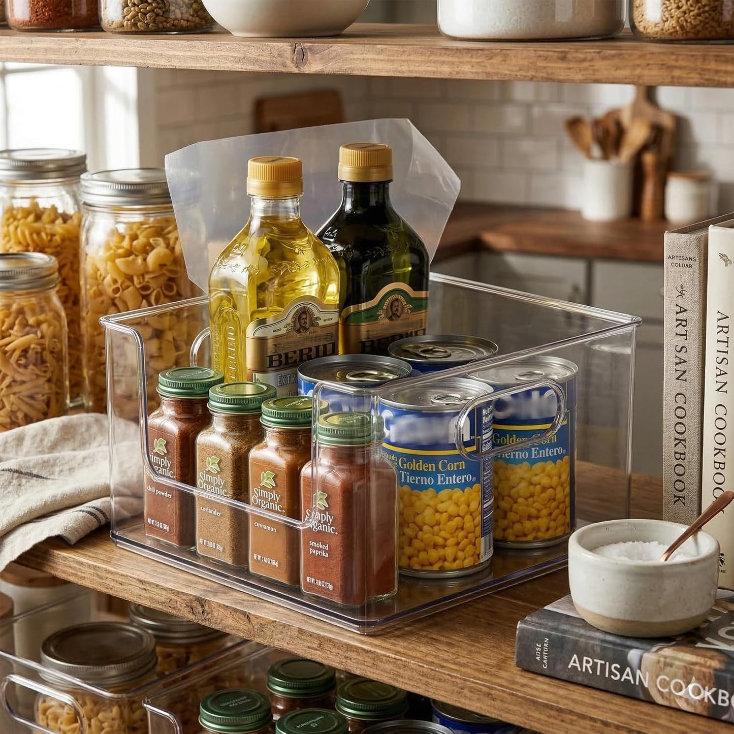 BINO | Stackable Plastic Storage Bins, Clear | THE CLARUS COLLECTION | Pantry Organizers and Storage Containers | Fridge Organizer Bins | Kitchen Cabinet Organizer | Medicine Cabinet Bin