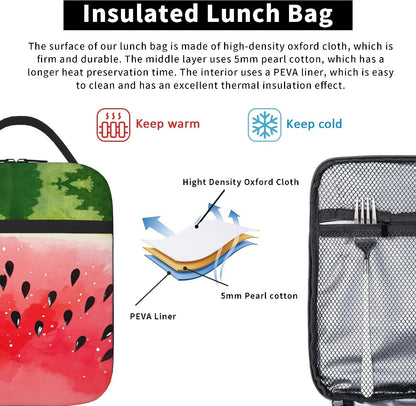Dinosaur Volcano Insulated Lunch Bag for Women & Men, Reusable Leak-Proof Lunch Box with Cooler Compartment, Lunch Tote for Adults Work Travel Picnic Durable & Washable