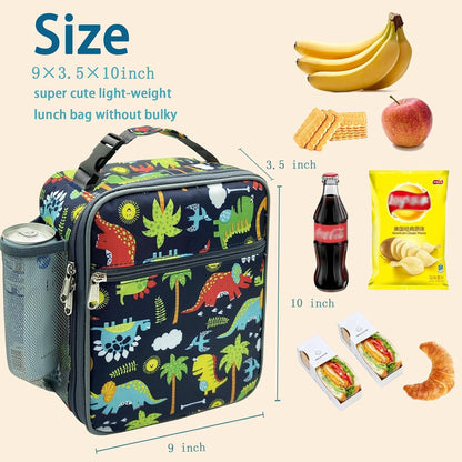 Kulle Astronaut Lunch Box for Boys, Insulated Kids Lunch Bag with Freezable Compartment, Thermal Reusable Lunchbox for School, Outdoor, Daycare - Space Theme Design