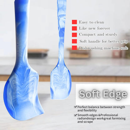 Silicone Marbled Spatula Set of 6, Black | 446F Heat-Resistant, One-Piece Steel Core, Non-Stick, Dishwasher Safe