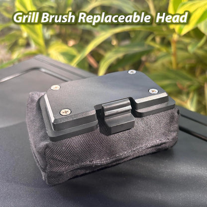 Grill Brush for Outdoor Grill, Steam Grill Cleaner Bristle Free with Scraper, Replaceable Cleaning Head & Heat-Resistant Handle, Grilling Gift for Dad, Men - Black