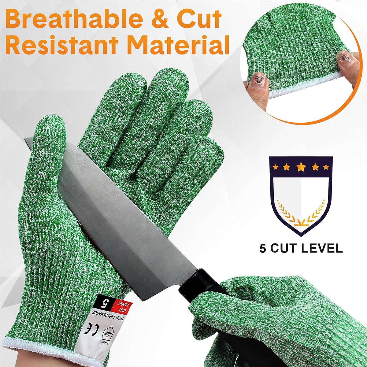 Hercicy 12 Pairs Cut Resistant Gloves Level 5 Protection Safety Cutting Kitchen Cuts Gloves for Chefs Garden