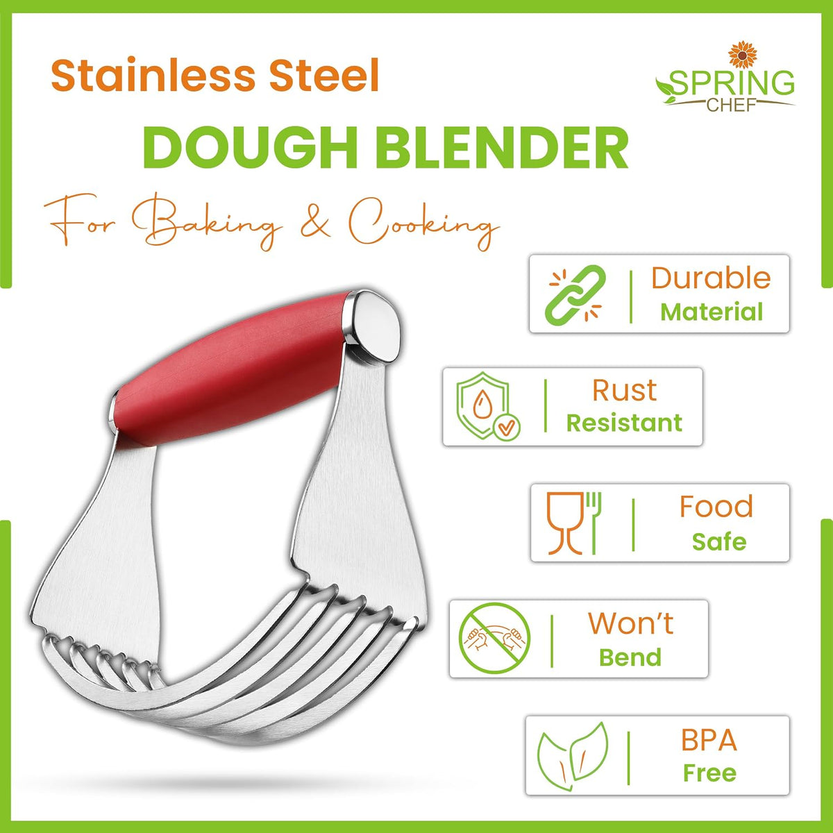 Spring Chef XL Pastry Blender, Durable Dough Blender For Baking - Black