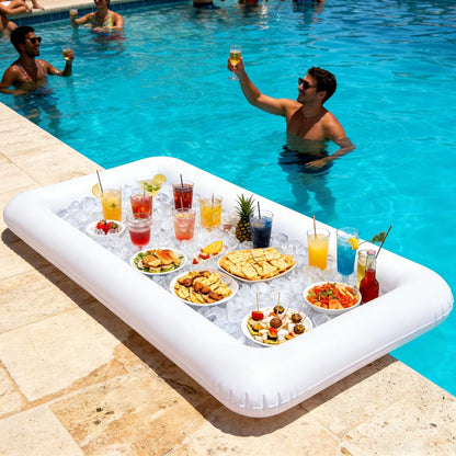 HBlife 4 PCS Inflatable Serving Bar, 2 Size Inflatable Buffet Cooler for Party,BBQ,Luau, Salad Ice Tray Food Drink Containers with Drain Plug and 1 Hand Air Pump