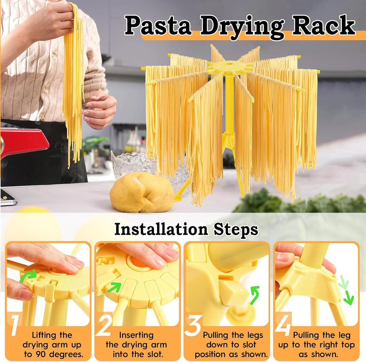 10 Pcs Pasta Making Tools Set with Pasta Drying Rack, Gnocchi Board