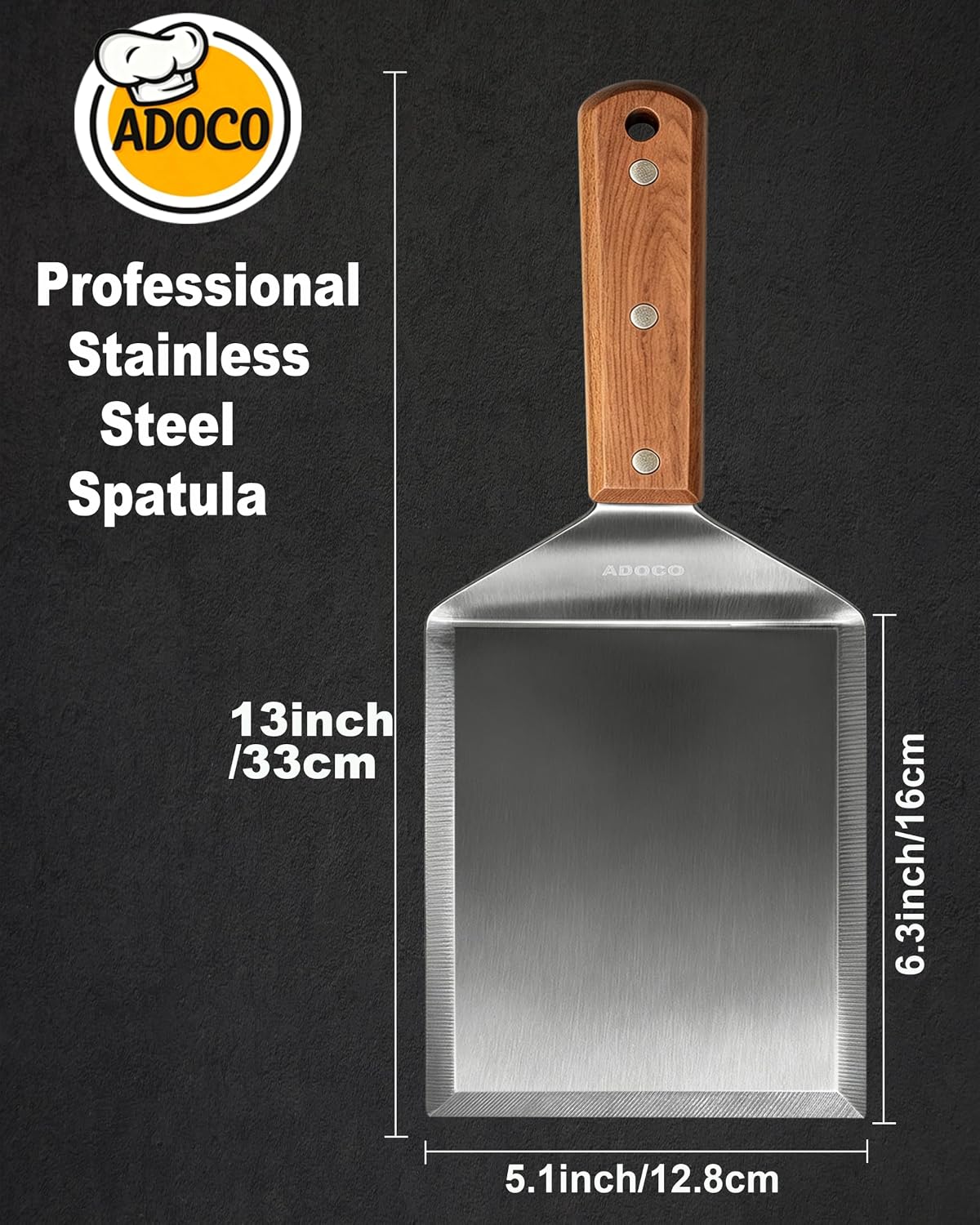 Large Wide Griddle Spatula Burger Turner Grill Tool, Blade 5''x6''