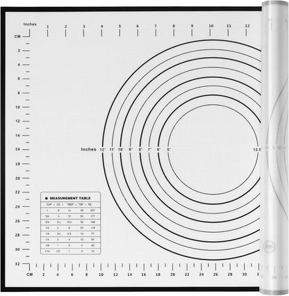 Yansumi silicone pastry non stick baking mat with measurement fondant mat with three sizes for silicone baking mat, counter mat, dough rolling mat,fondant/pie crust mat (Red, 16"L x 12"W)