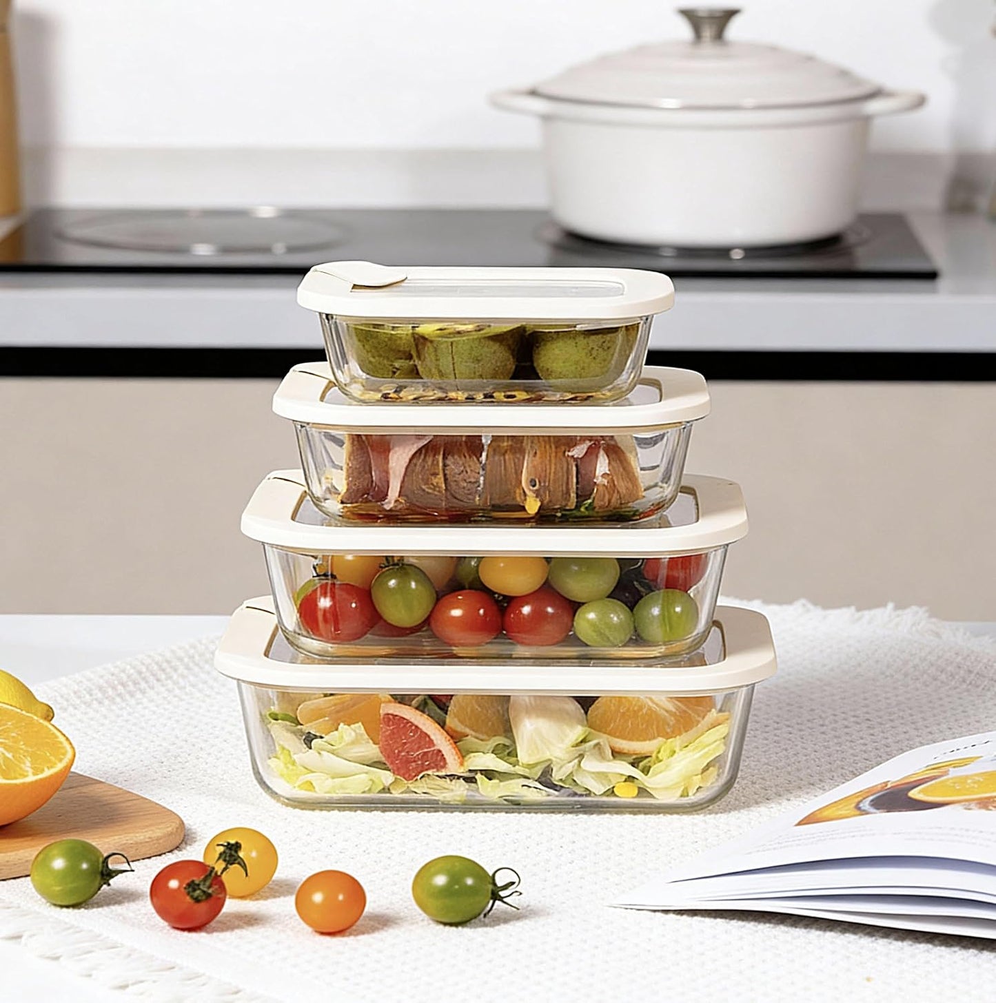Urban Green Glass Food Storage Containers with Glass Lids, Microwave Safe Food Container Set, Aitight Meal Prep Container Set, LeakProof, 100% Plastic Free, 6 Pack
