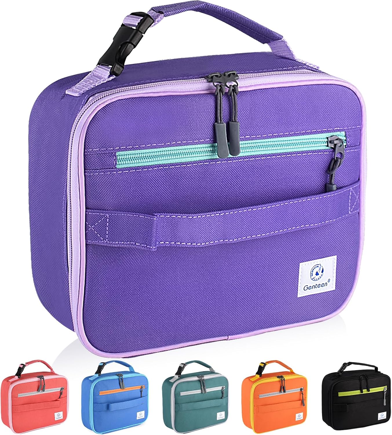 Genteen Lunch Box Kids, Insulated Lunch Bag Kids Boys Girls Back to School, Soft Lunch Box for Men Reusable Lunchbox for Office,Outdoor,School (Black)