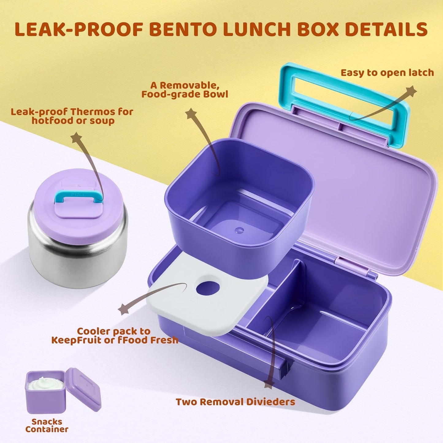 JXXM Bento Lunch Box for Kids With 8oz Thermo, Leakproof Bento Box with with 2 Compartments, Insulated Bottle, Lunch Bag, BPA Free Dishwasher Safe for School Girls Boys (Pink)