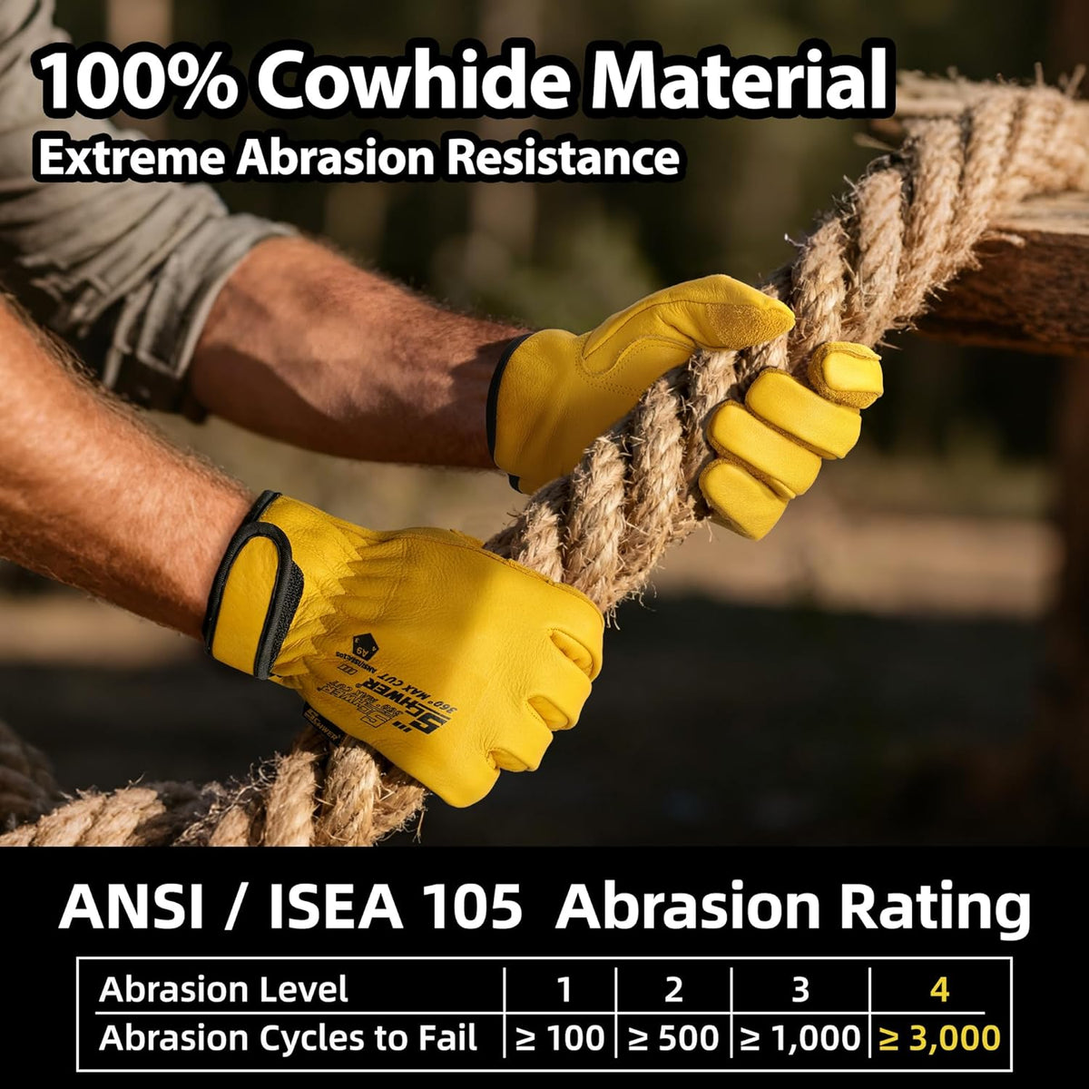 Schwer Pro Max ANSI A9 Cut Resistant Leather Work Gloves, PM3401, L