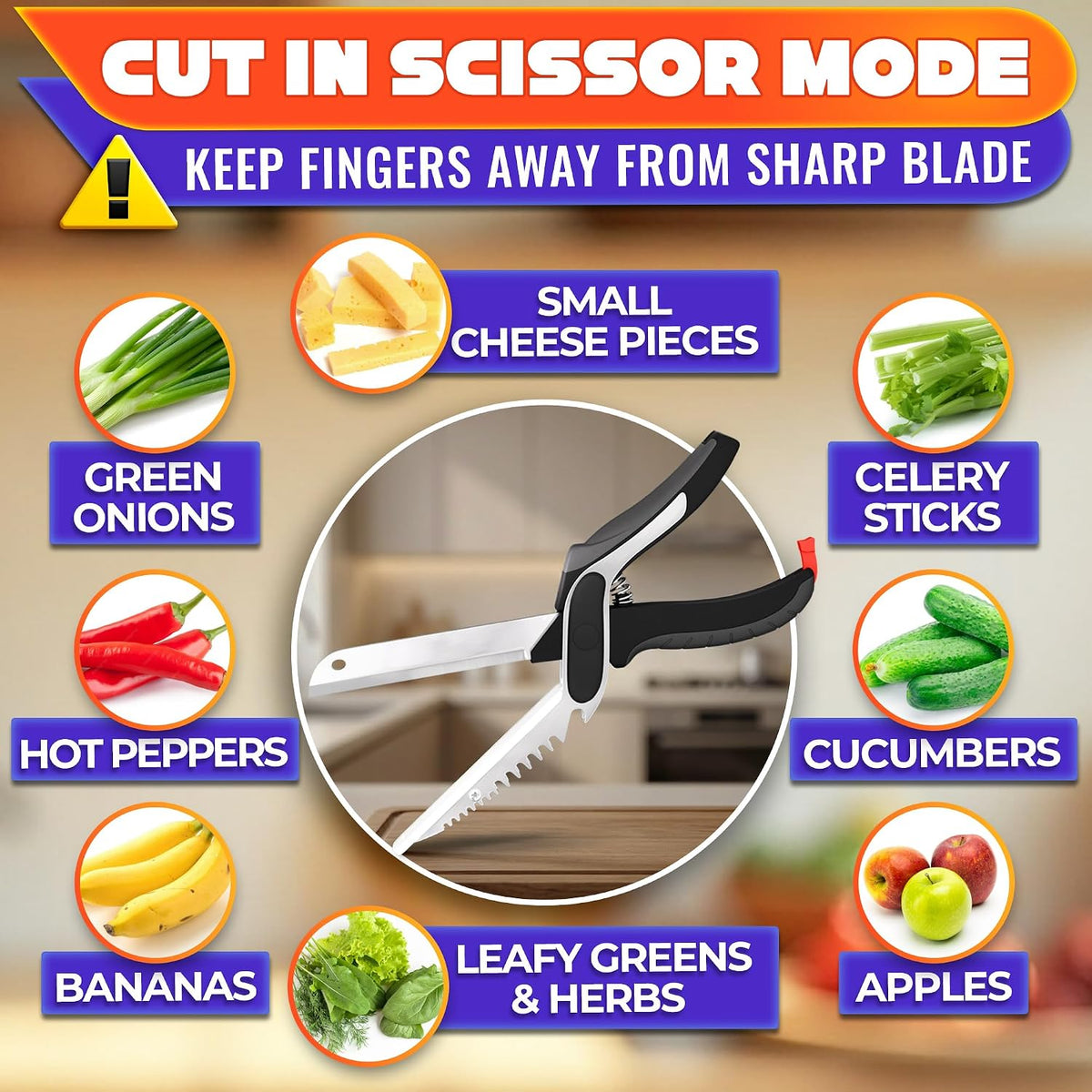 2 in 1 Kitchen Scissors for Food with Knife Sharpener (Grey)