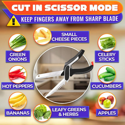 2 in 1 Kitchen Scissors for Food with Knife Sharpener (Grey)