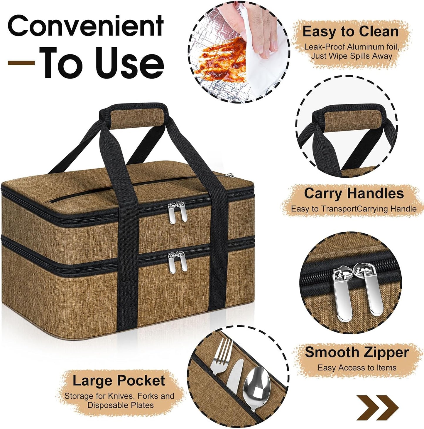 Insulated Casserole Carrier, Portable Casserole Carrier for Hot or Cold Food Lunch Tote Warmer or Cooler Bag, Lasagna Lunch Bag for Potluck Parties- Fits 9" x 13" Baking Dish-Charcoal Grey