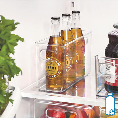 iDesign Slim Clear Plastic Storage Bin, Tall Narrow Organizer for Kitchen, Fridge, or Pantry, 4-Pack