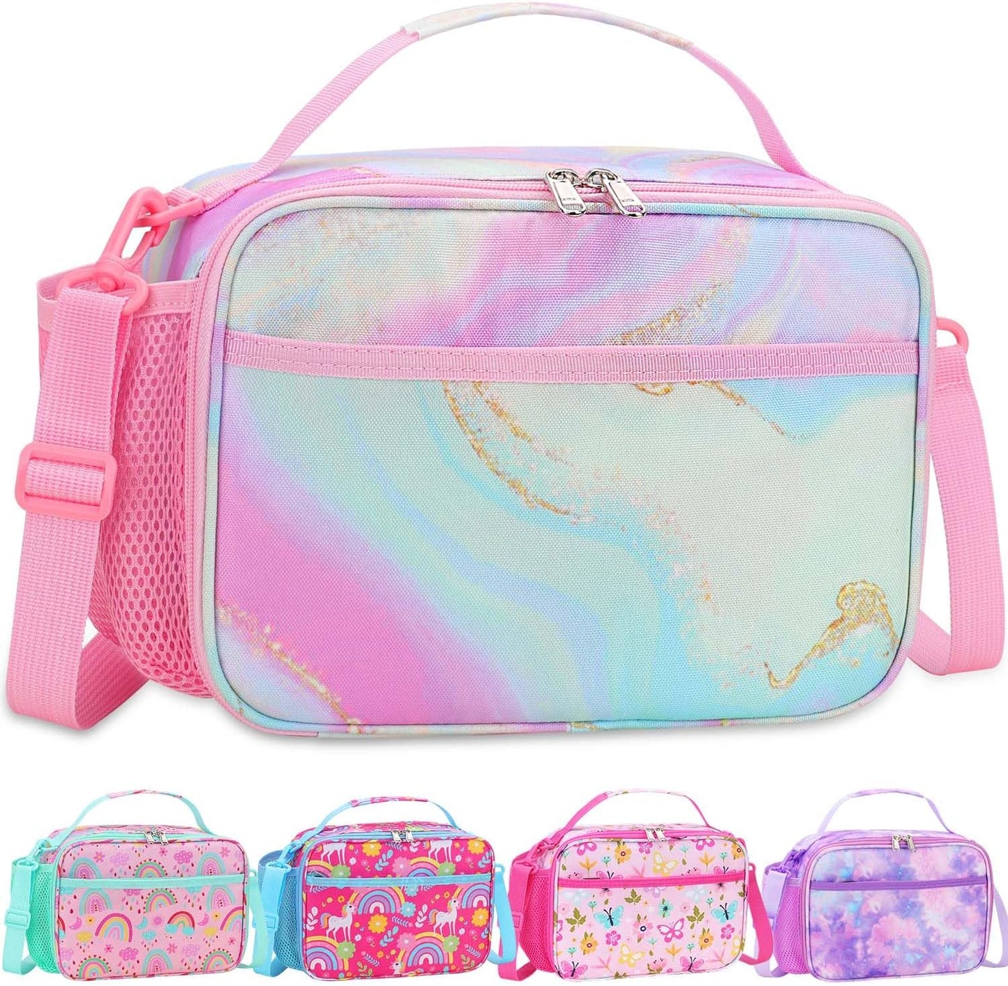RHCPFOVR Kids Initial Lunch Bag - Insulated Lunch Box for Boys Girls,Washable Lunch Bag and Reusable Toddler Leak-proof Lunchbox for School and Daycare - Colors B