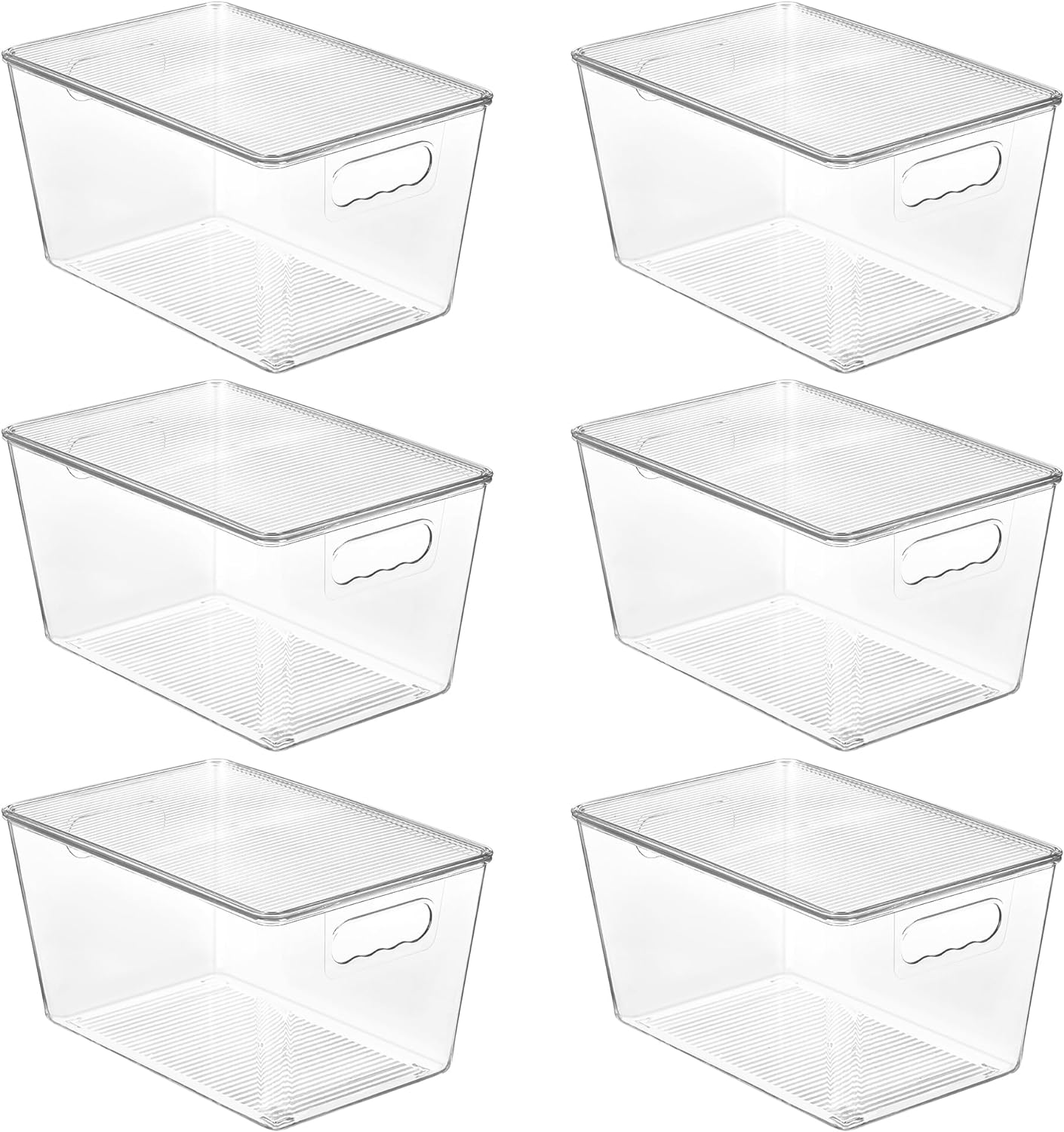 Vtopmart 6 Pack Clear Stackable Storage Bins with Lids, Medium Plastic Containers with Handle for Pantry Organizer and Storage,Perfect for Kitchen,Fridge,Cabinet, Closet,Bathroom Organization