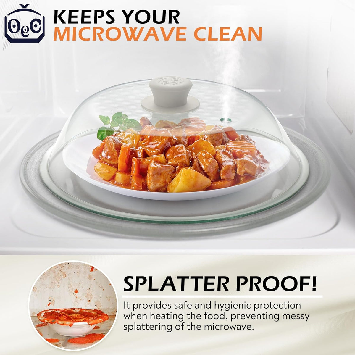 OEC Lighter Weight Tempered Glass Microwave Splatter Cover - 11.5 inch