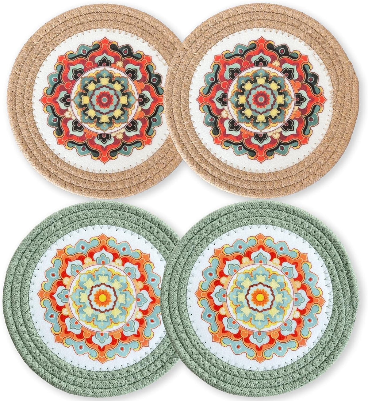 8 Inch 4-Pack Trivets for Hot Dishes, Cotton Pot Holders