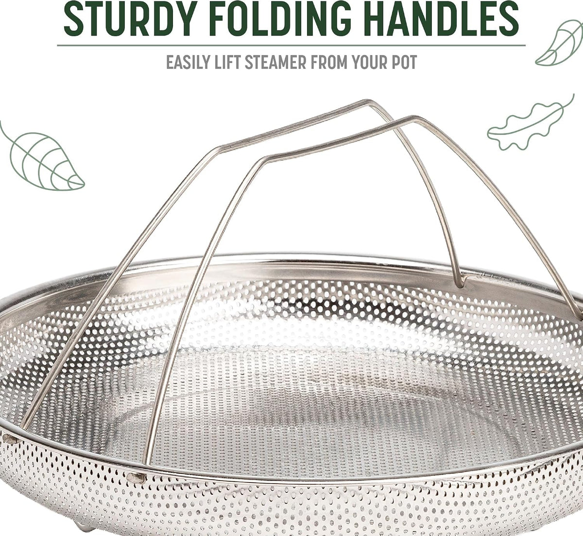 Goodful All-In-One Pan Steamer Basket, Premium Stainless Steel Construction, Dishwasher Safe, Perfect for Steaming Vegetables, Full Handle for Easy Use