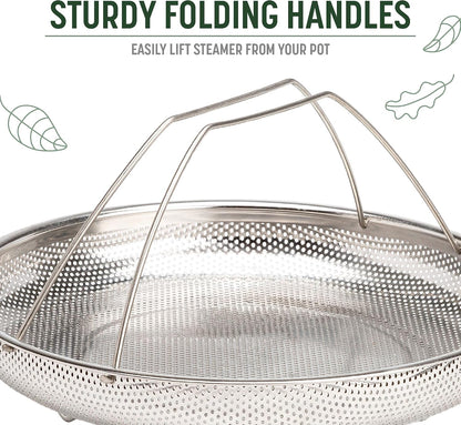 Goodful All-In-One Pan Steamer Basket, Premium Stainless Steel Construction, Dishwasher Safe, Perfect for Steaming Vegetables, Full Handle for Easy Use