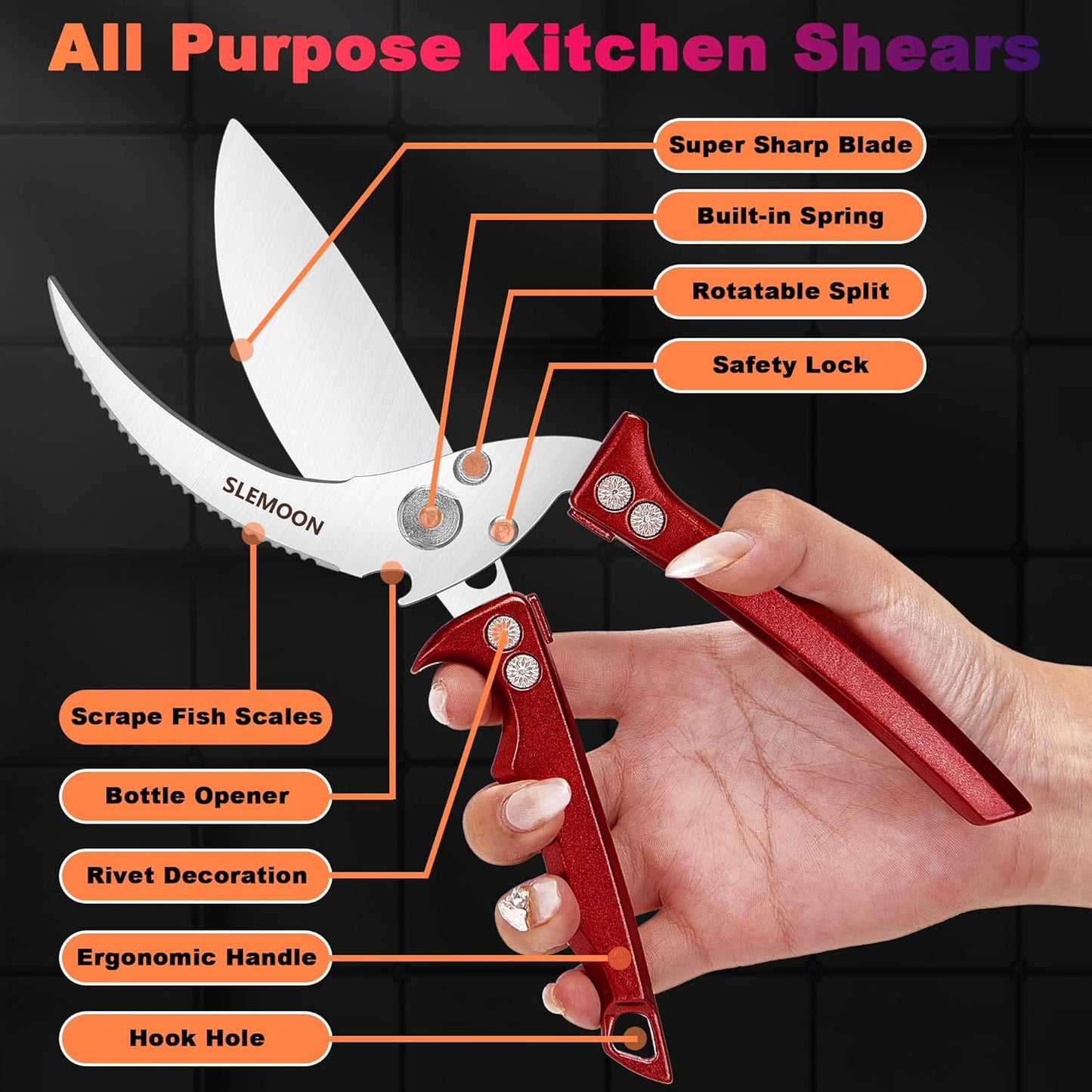 Heavy Duty Kitchen Shears for Food,Silver Kitchen Scissors | Dishwasher Safe and Food Stainless Poultry Shears for Chicken Turkey Thanksgiving,Gift Box
