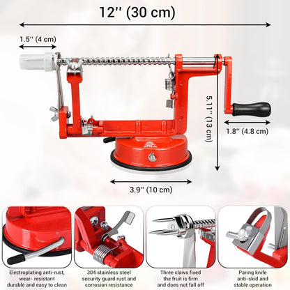Apple Peeler Corer Slicer All in One – Apple Peeler Slicer Corer with Stainless Steel Blades, Multi-Function Apple Potato Peeler (Green Apple Peeler)